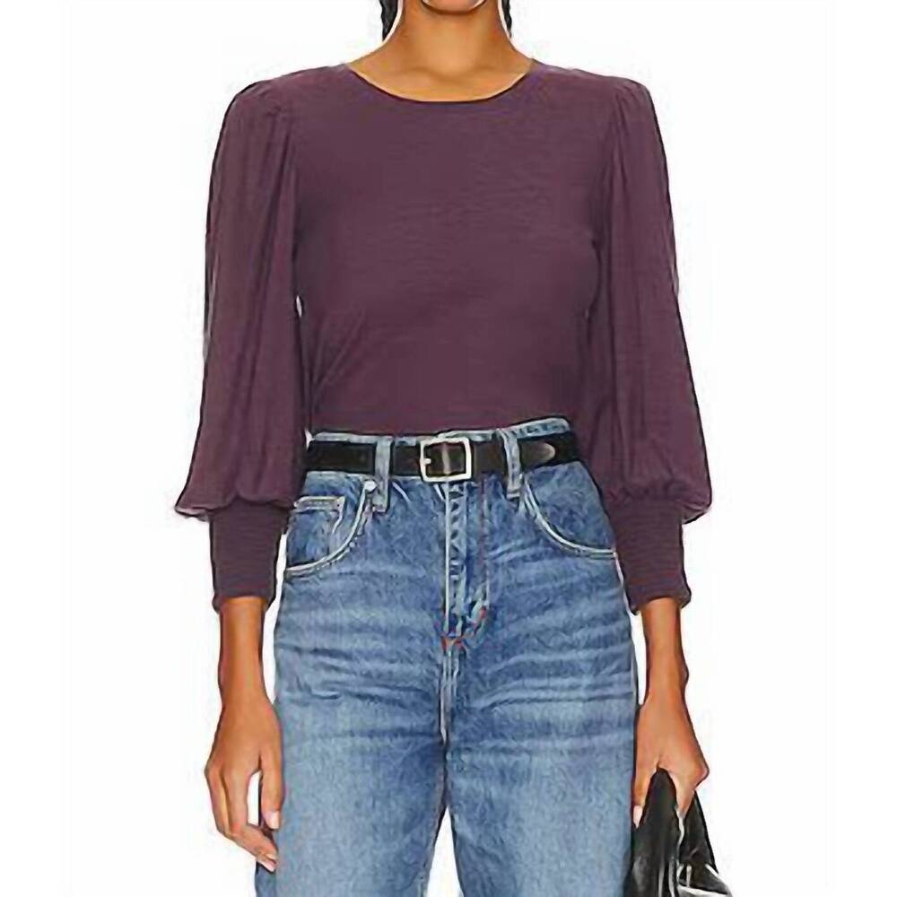 NEW NATION LTD loren smocked peasant tee in purple